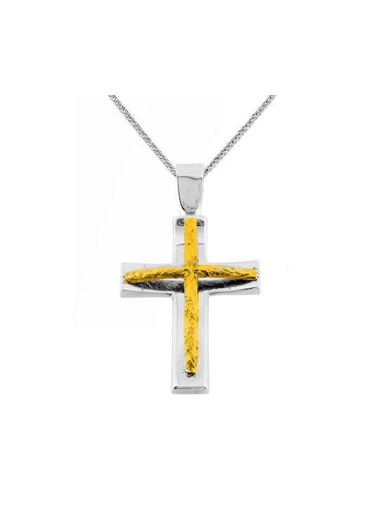 Herren Weißgold Kreuz 14K mit Kette