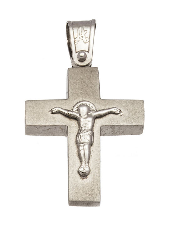 Mertzios.gr White Gold Cross 14K with the Crucified