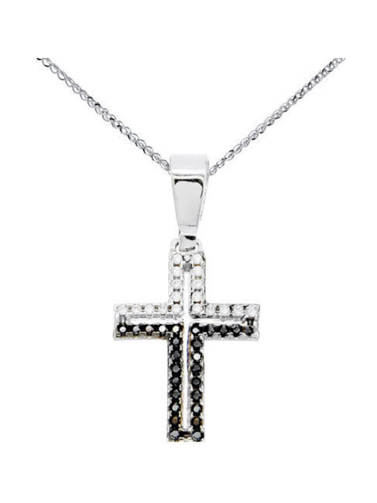 Weißgold Kreuz 14K mit Kette