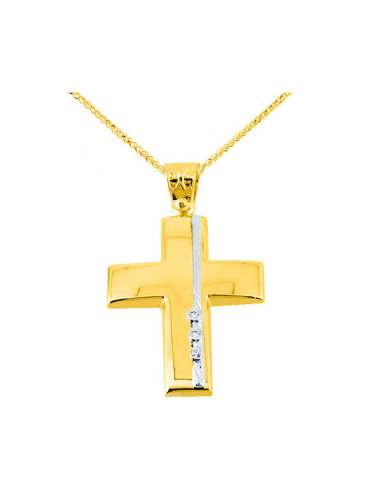 Damen Gold Kreuz 14K mit Kette