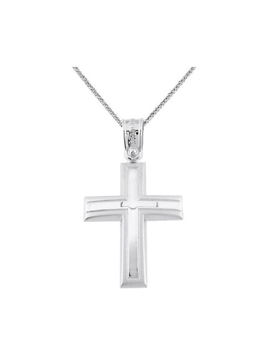 Herren Weißgold Kreuz 14K mit Kette