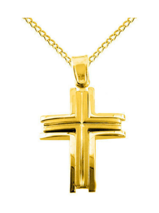 Herren Gold Kreuz 14K mit Kette