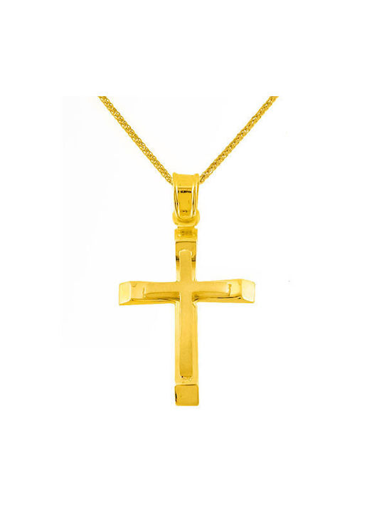 Herren Gold Kreuz 14K mit Kette