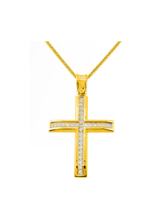 Damen Gold Kreuz 14K mit Kette