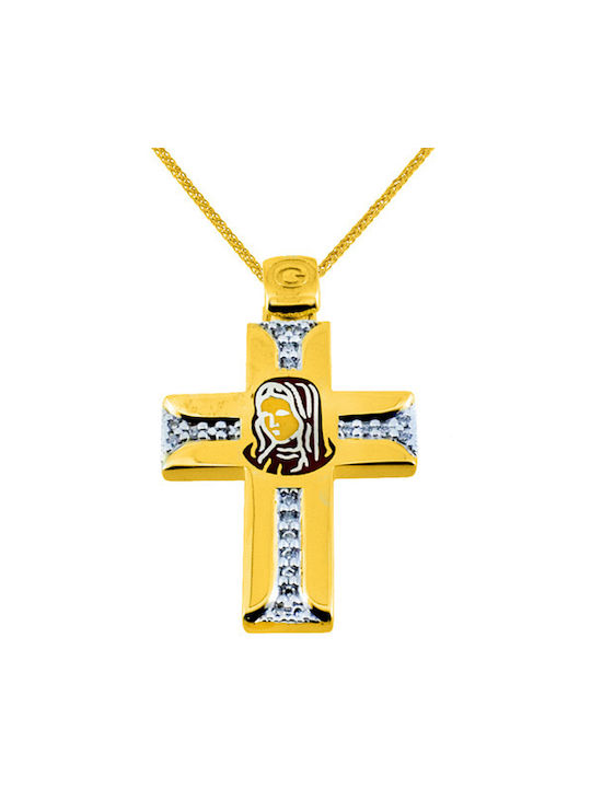 Damen Gold Kreuz 14K mit Kette