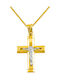 Herren Gold Kreuz 14K mit Kette