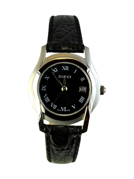 Gucci Watch with Black Leather Strap