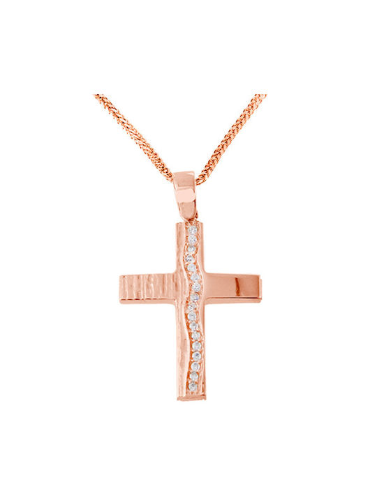 Xrisokosmima Damen Roségold Kreuz 14K