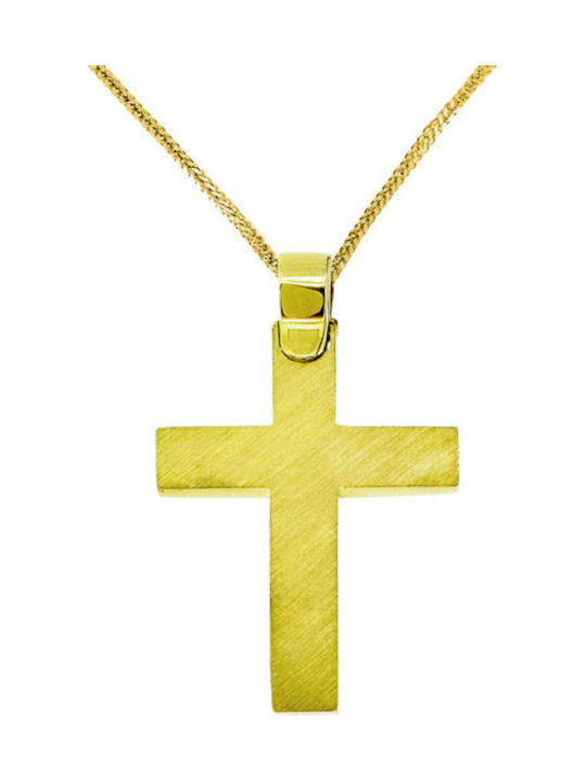 Xrisokosmima Men's Gold Cross 14K Double Sided with Chain
