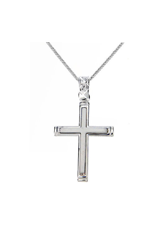 Herren Weißgold Kreuz 14K mit Kette