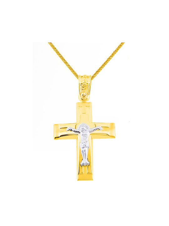 Herren Gold Kreuz 14K mit Kette