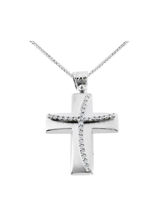 Women's White Gold Cross 14K with Chain