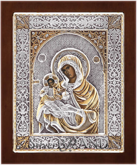 SilverBrand.gr Heiligenikone Panagia Eleousa Silber 27x22cm