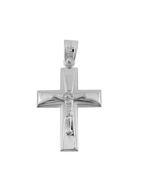 Men's White Gold Cross 14K