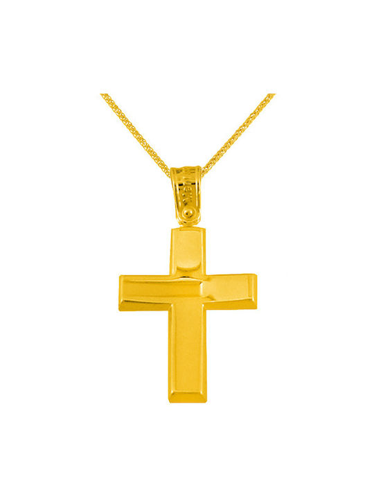 Herren Gold Kreuz 14K mit Kette