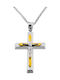 Herren Weißgold Kreuz 14K mit Kette