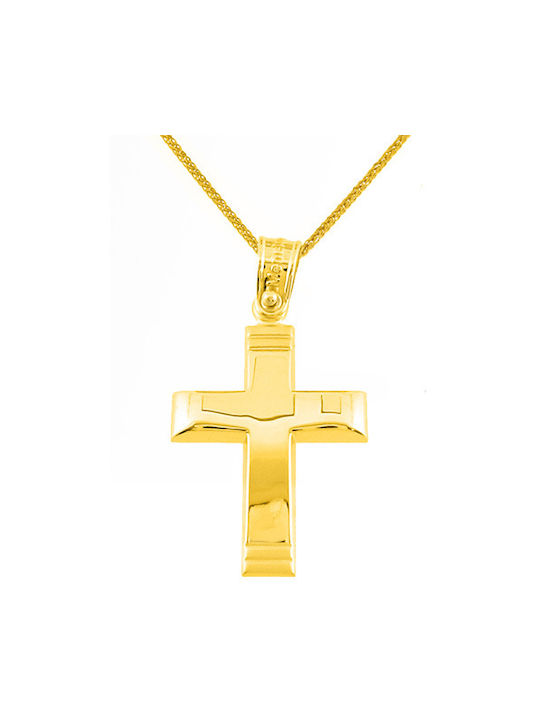 Herren Gold Kreuz 14K mit Kette