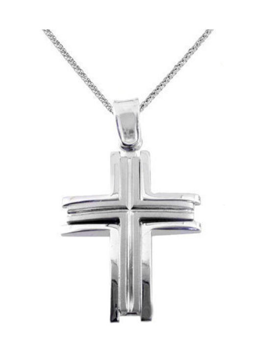 Men's White Gold Cross 14K with Chain