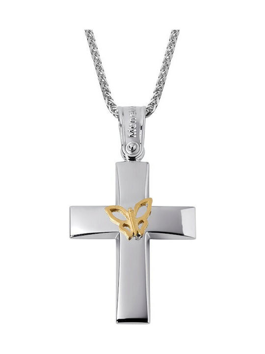 Verorama Women's White Gold Cross 14K with Chain