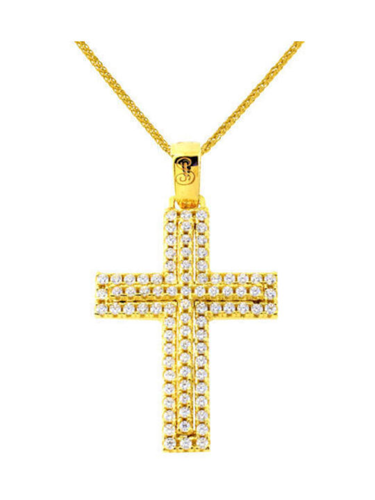 Damen Gold Kreuz 14K mit Kette