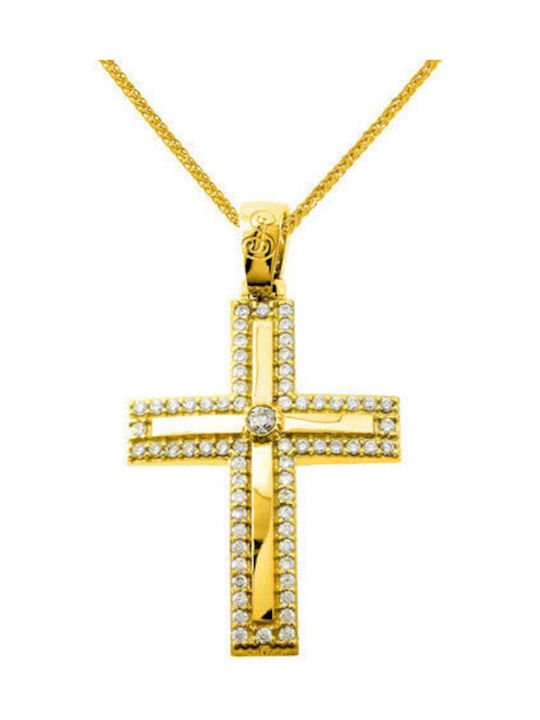 Damen Gold Kreuz 14K mit Kette