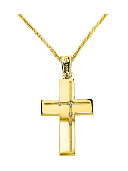 Damen Gold Kreuz 14K mit Kette