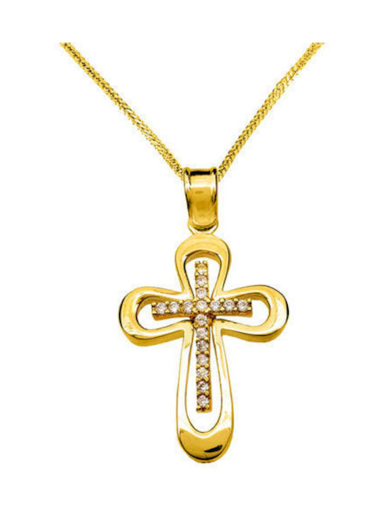 Damen Gold Kreuz 14K mit Kette