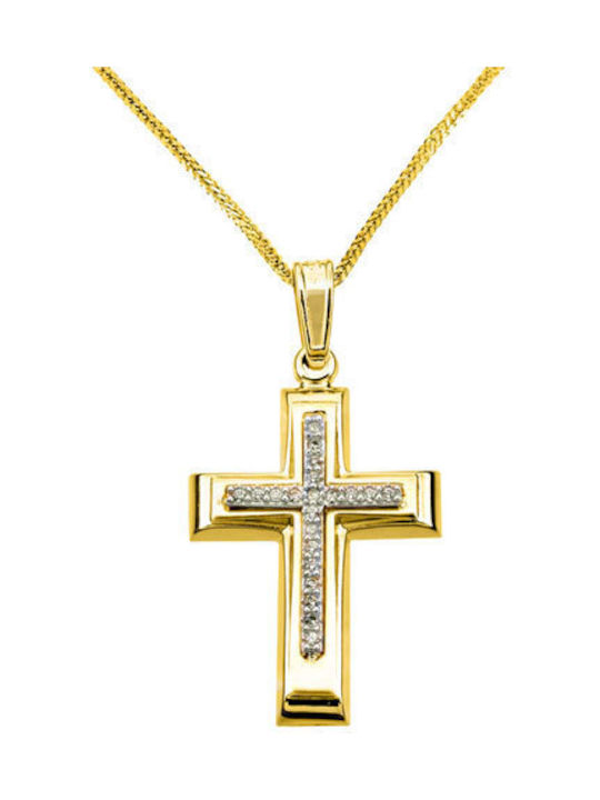 Damen Gold Kreuz 14K mit Kette