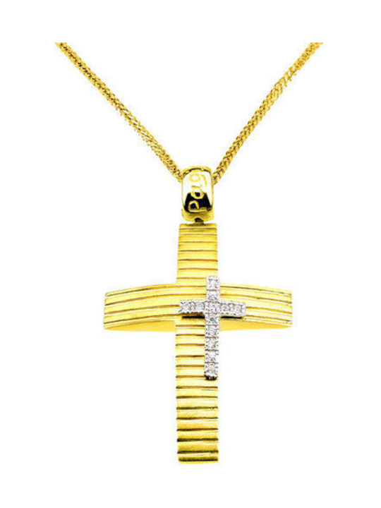 Damen Gold Kreuz 14K mit Kette