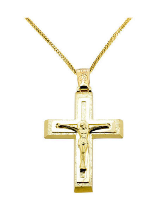 Herren Gold Kreuz 14K mit Kette