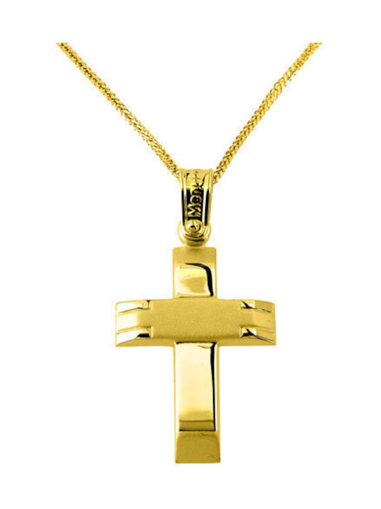 Herren Gold Kreuz 14K mit Kette