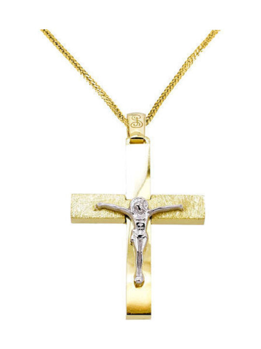 Herren Gold Kreuz 14K mit Kette