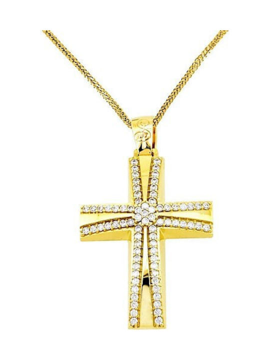 Damen Gold Kreuz 14K mit Kette