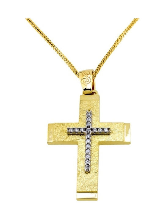 Damen Gold Kreuz 14K mit Kette