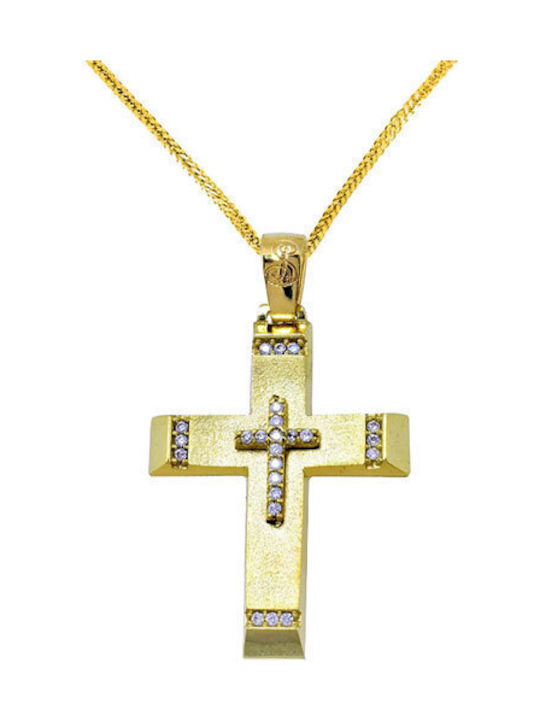 Damen Gold Kreuz 14K mit Kette