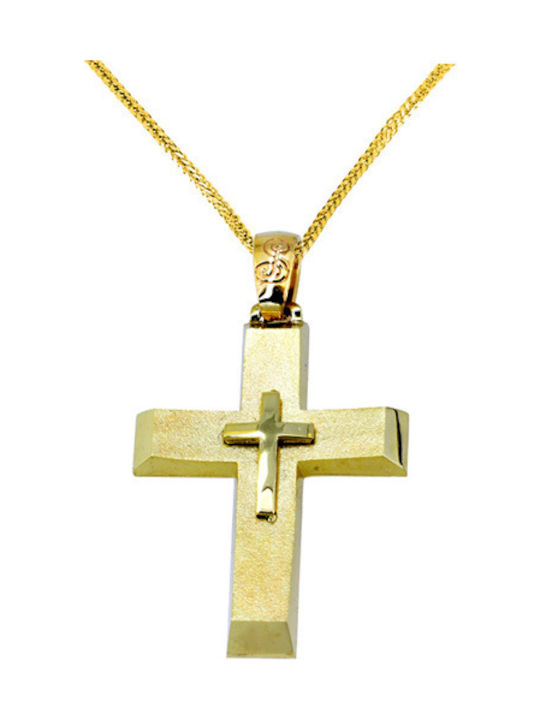 Herren Gold Kreuz 14K mit Kette