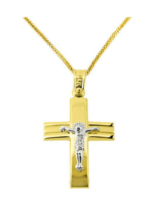 Herren Gold Kreuz 14K mit Kette