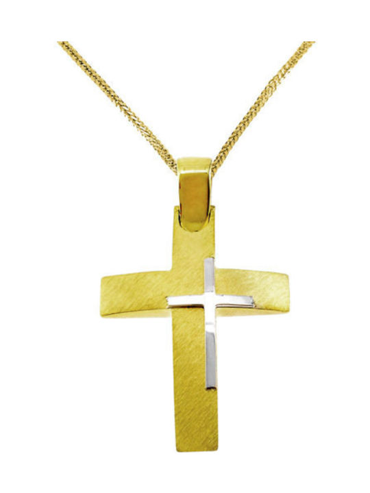 Herren Gold Kreuz 14K mit Kette