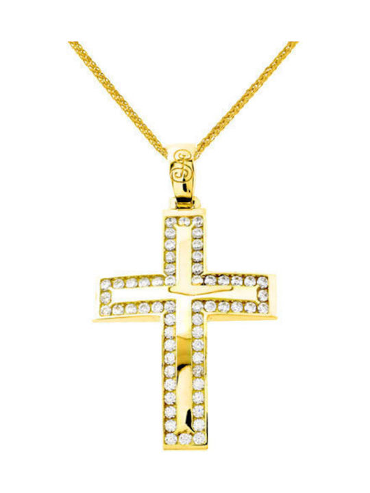 Damen Gold Kreuz 14K mit Kette