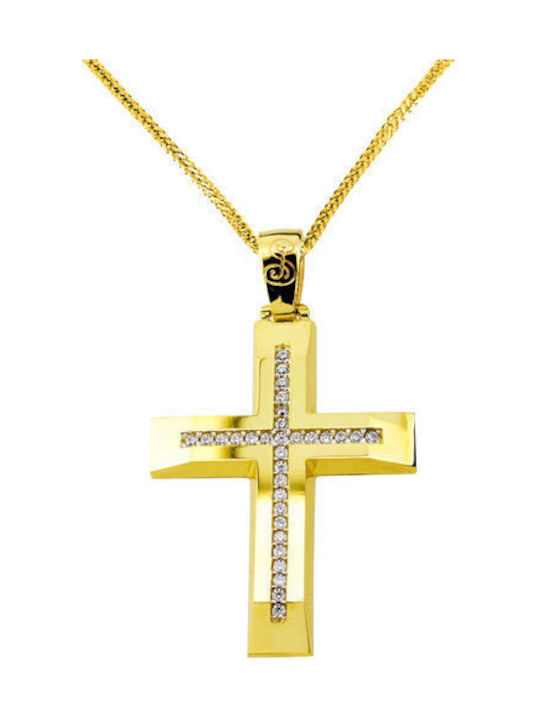 Damen Gold Kreuz 14K mit Kette