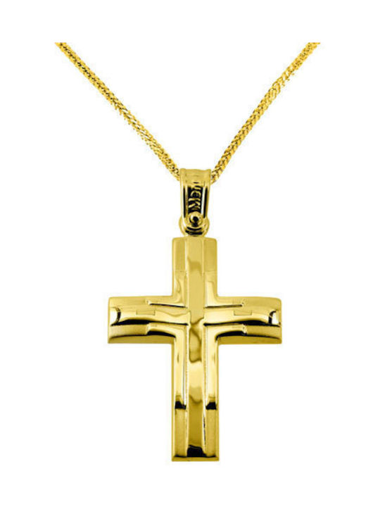 Herren Gold Kreuz 14K mit Kette