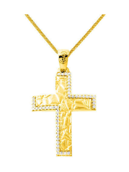 Damen Gold Kreuz 14K mit Kette