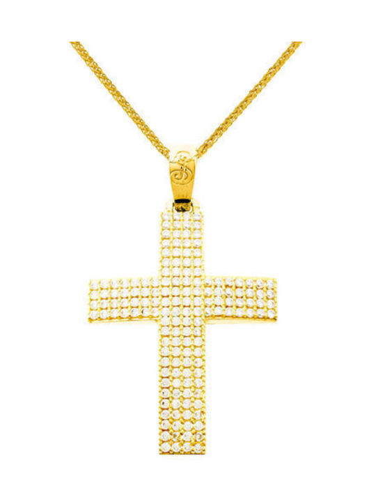 Damen Gold Kreuz 14K mit Kette