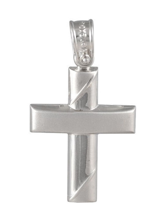 Men's White Gold Cross 14K