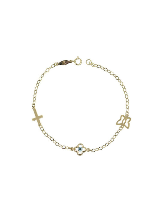 Εμανουηλίδης Ηλίας Kids Gold Bracelet 9K with Evil Eye for Girl