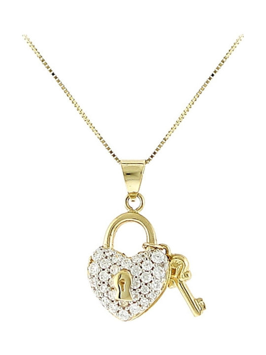 Art Collection Necklace with design Heart from Gold 14K