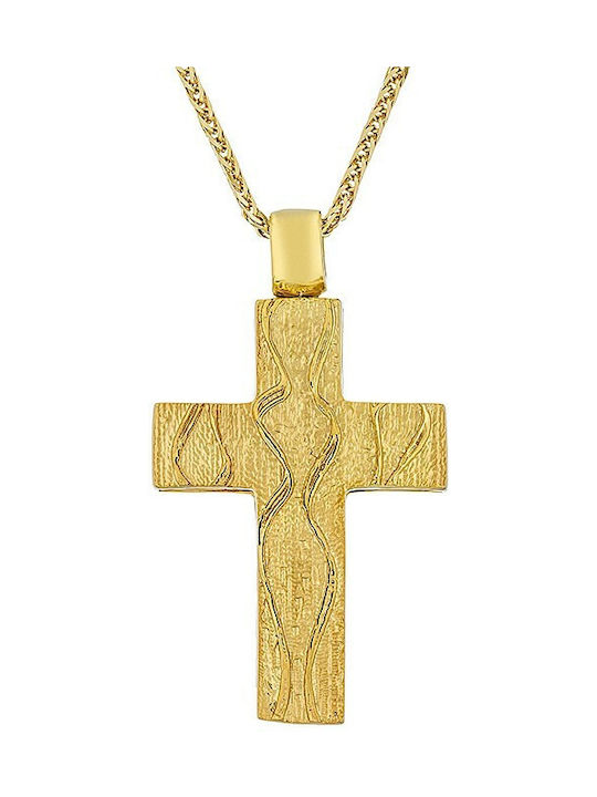 Verorama Herren Gold Kreuz 14K mit Kette