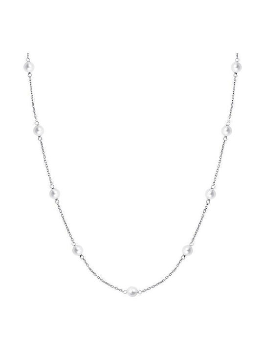 Iris Jewerly Necklace from White Gold 14K with Pearls