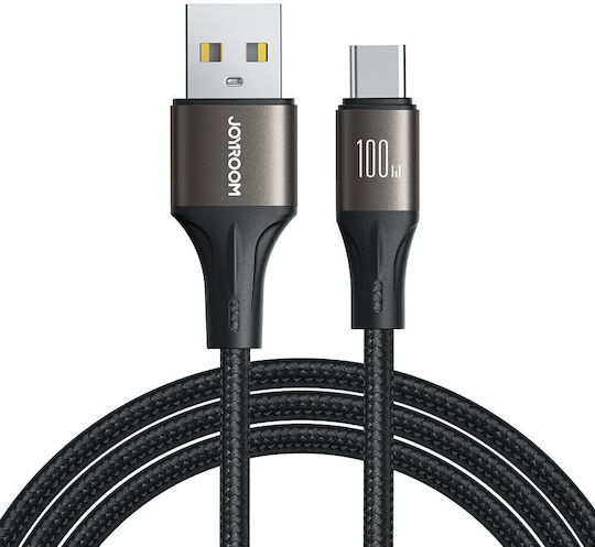 Joyroom Light-speed ​​series Sa25-ac6 USB 2.0 Cable USB-C male - USB-A 100W PD Μαύρο 1.2m