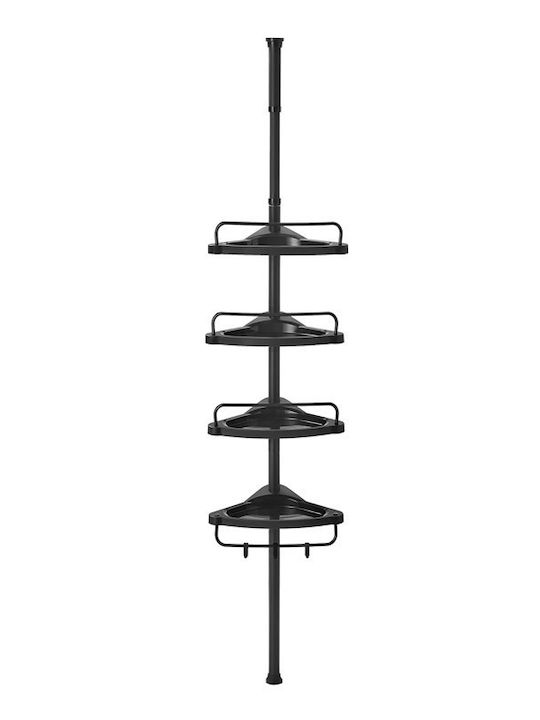 Songmics Стенен Рафт за Баня Inox с 4 Рафта и Вакуумни Купи 35x25x85см